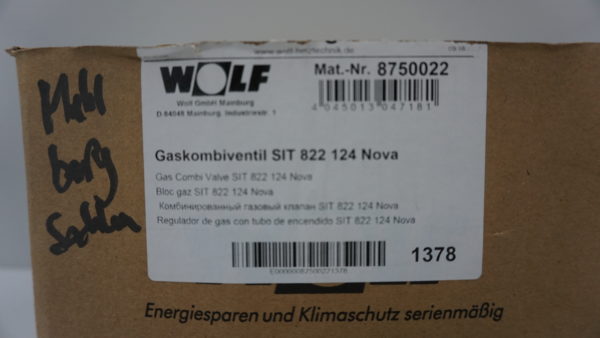 Wolf Gaskombiventil SIT 822 124 Nova 8750022