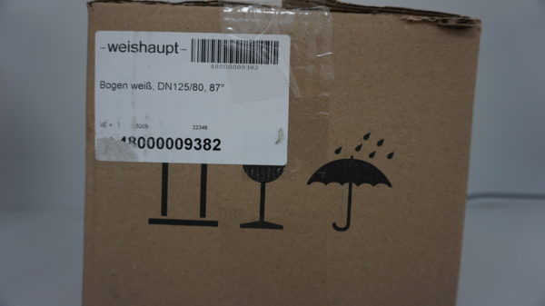 Weishaupt Bogen Stahl weiß, DN 125/80, 87 Grad 48000009382